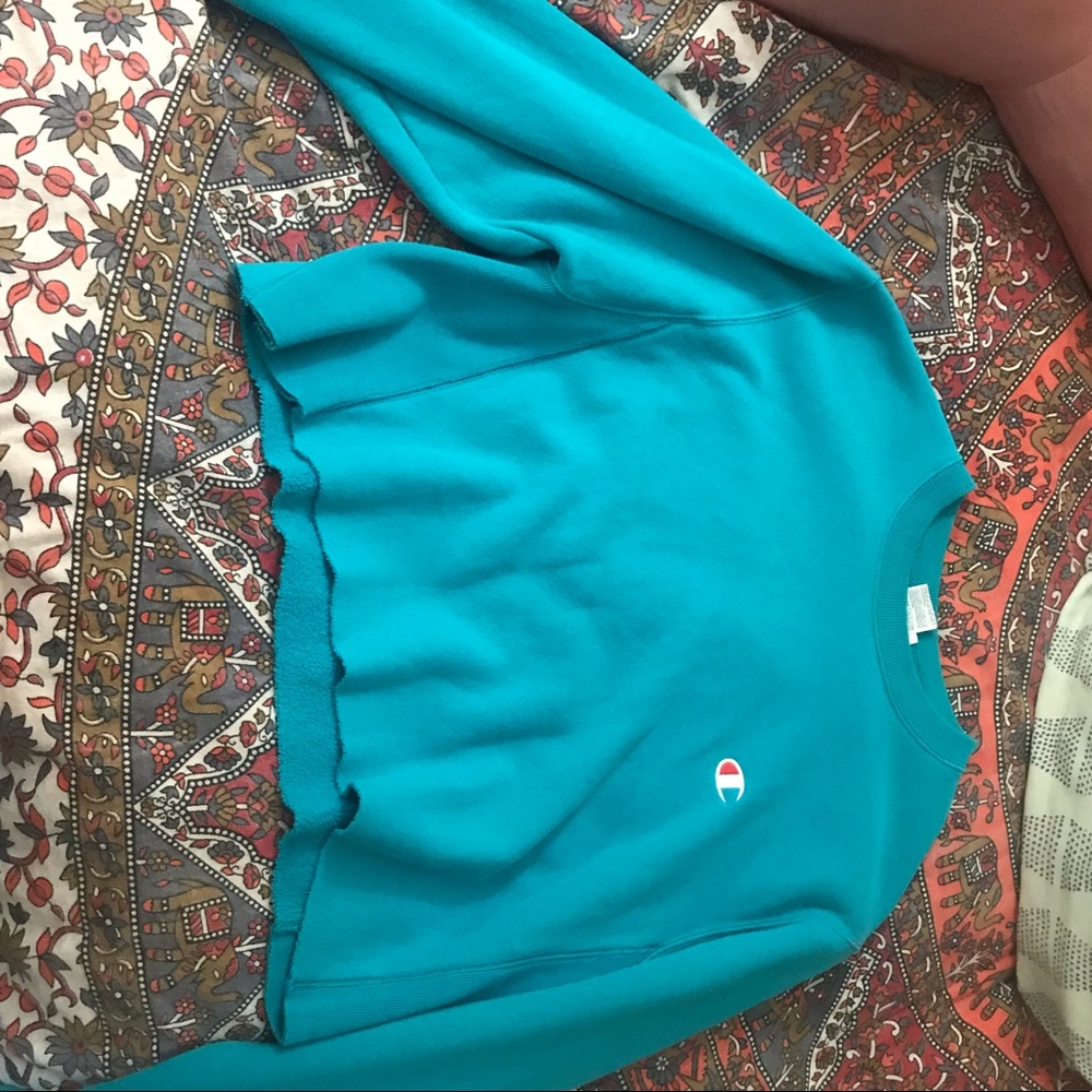 Champion Teal Cropped Crewneck